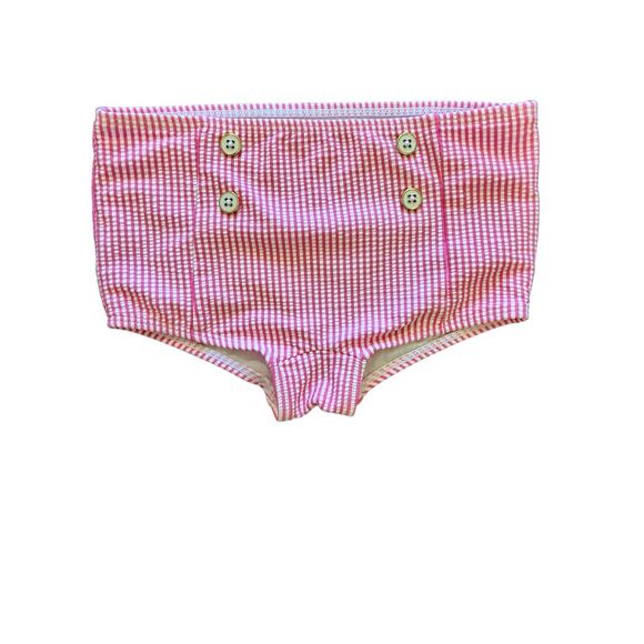 New Janie and Jack PINK PINSTRIPE SEERSUCKER Retro 2 PC Tankini Bathing Suit 7 - Picture 6 of 8